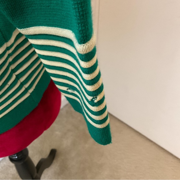 Vintage Heftco Knitwear Retro Sweater 3/4 Length Sleeve 100% Wool Green Beige - Picture 11 of 14